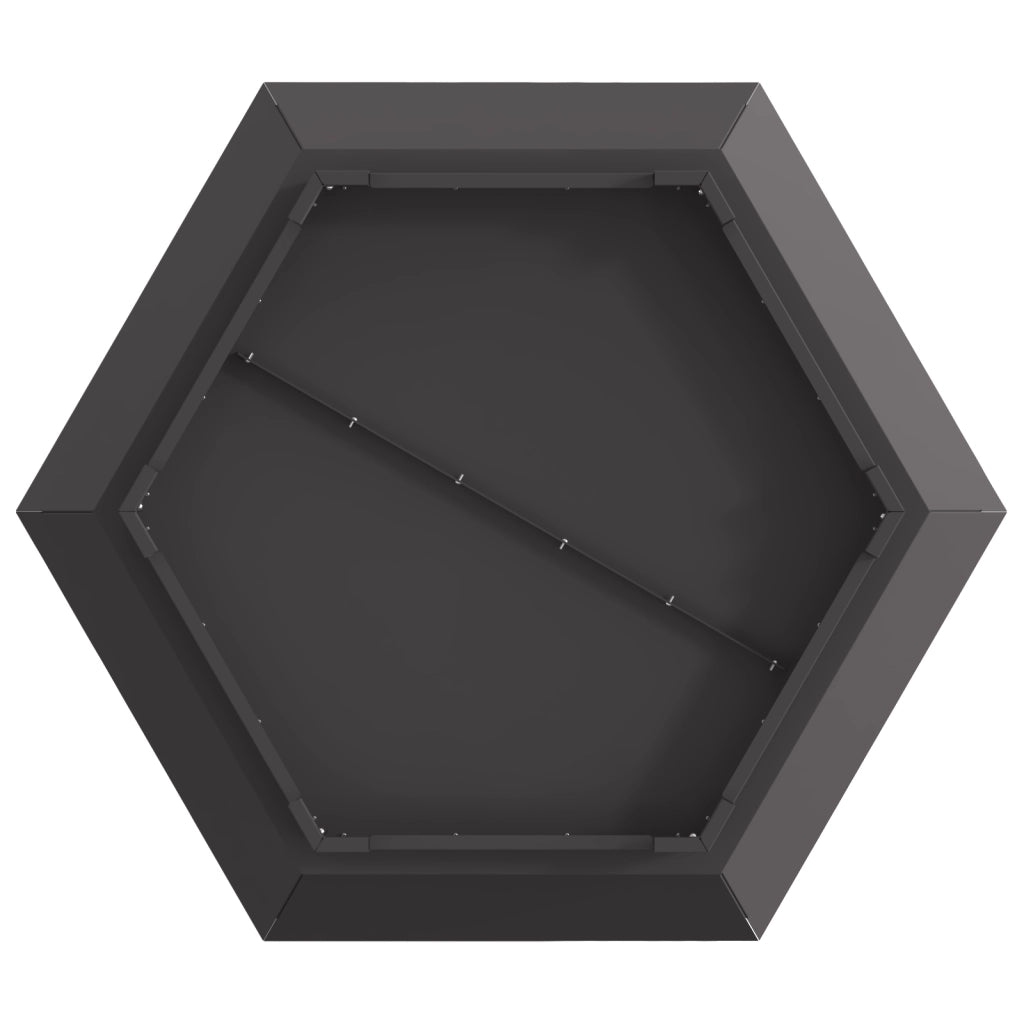 Focolare Esagonale Nero 75x75x28 cm Acciaio