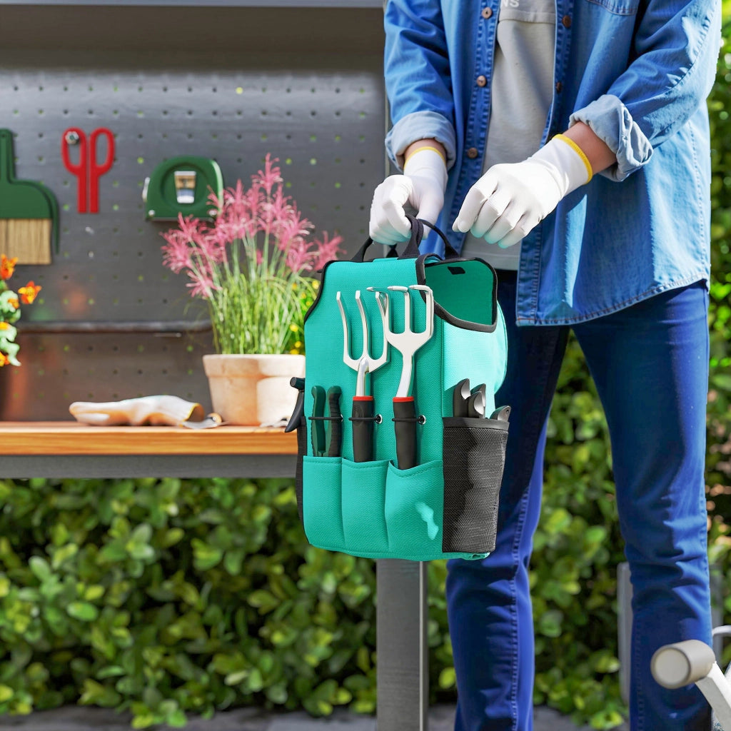 Set Attrezzi da Giardino 9 Pezzi ¨C Xylo ¨C Alluminio con Forbici e Borsa