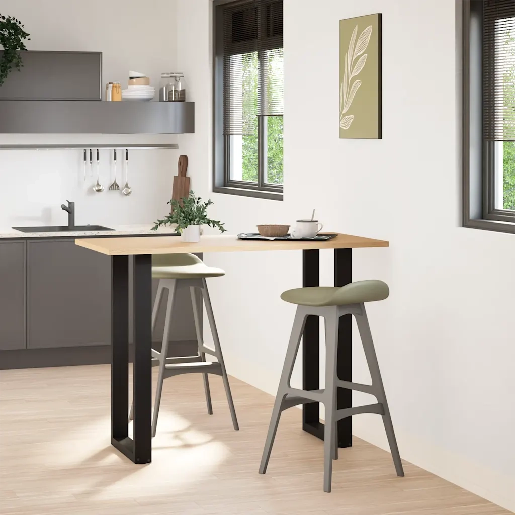 Gambe per tavolo da bar a forma di U 2 pz nere 50x(100-101) cm in acciaio 4013232