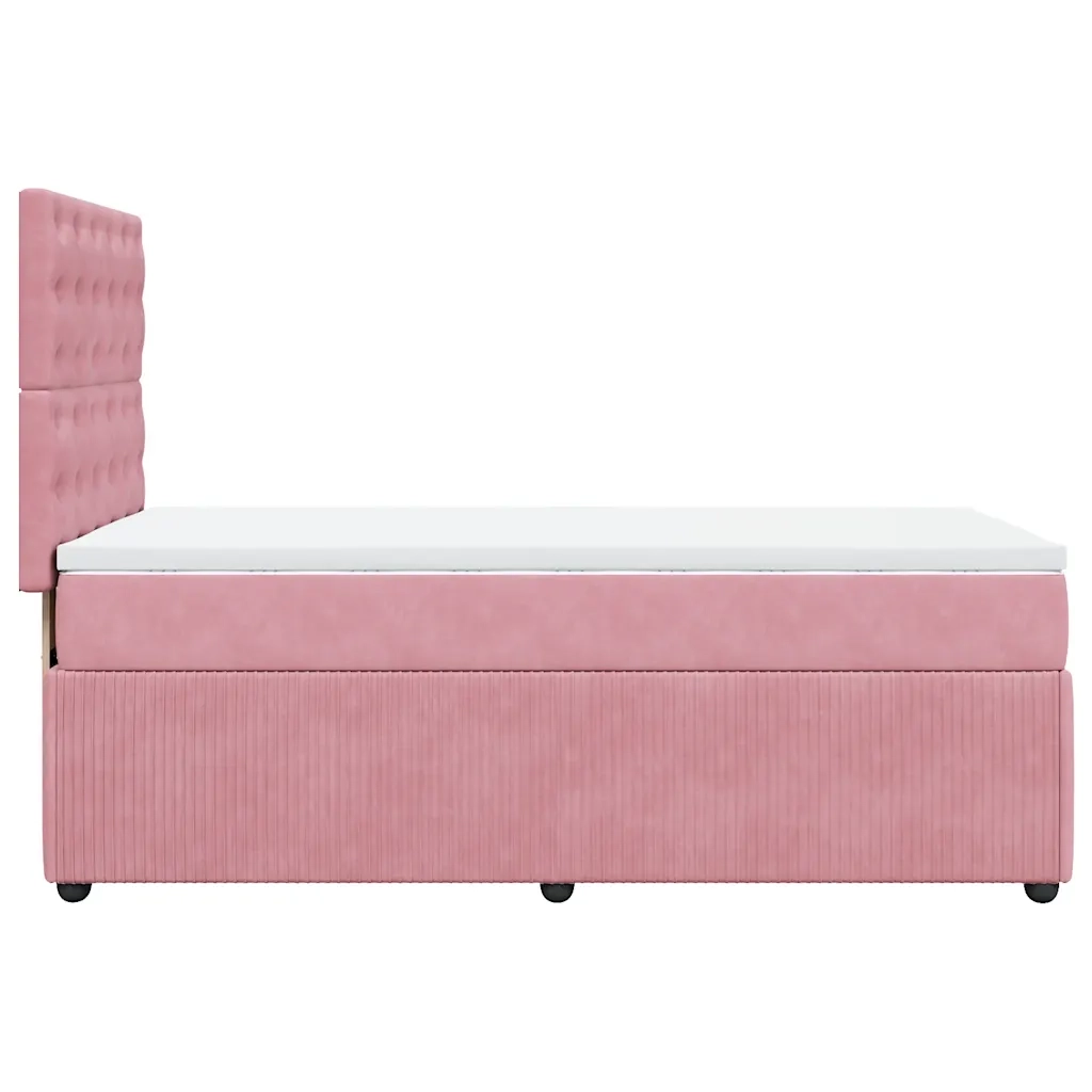Giroletto a Molle con Materasso Rosa 100x200 cm in Velluto
