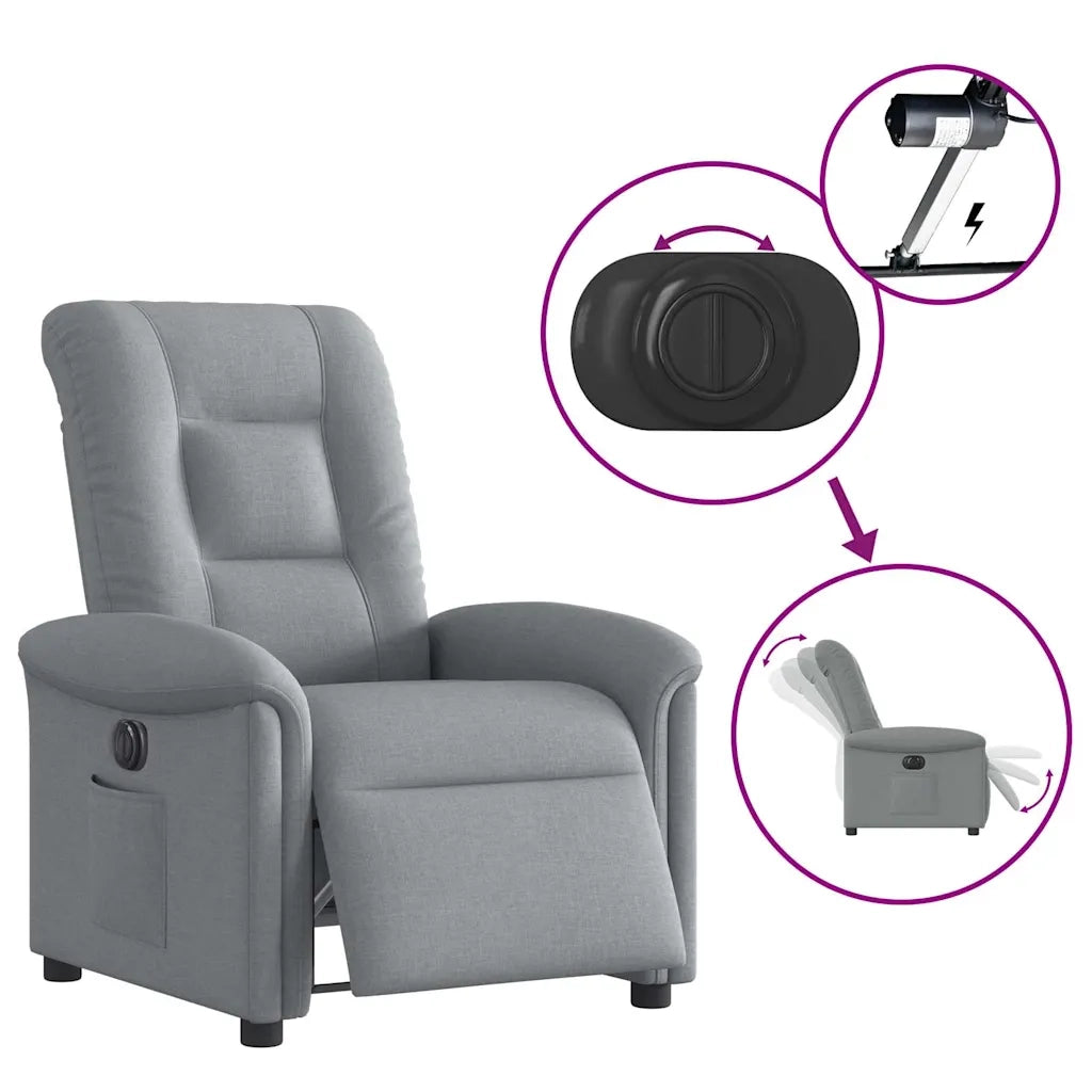 Poltrona | Sedia Relax Elettrica Reclinabile Grigio Chiaro in Tessuto