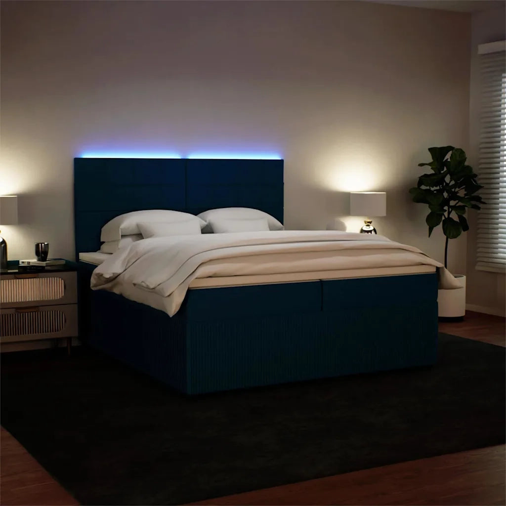Giroletto a Molle con Materasso Blu 200x200 cm in Velluto 3294734