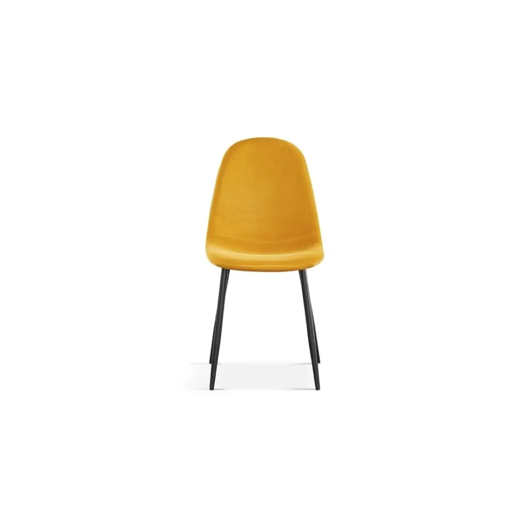Sedia BOÏ – Velluto giallo – Gambe in metallo nero – Stile moderno
