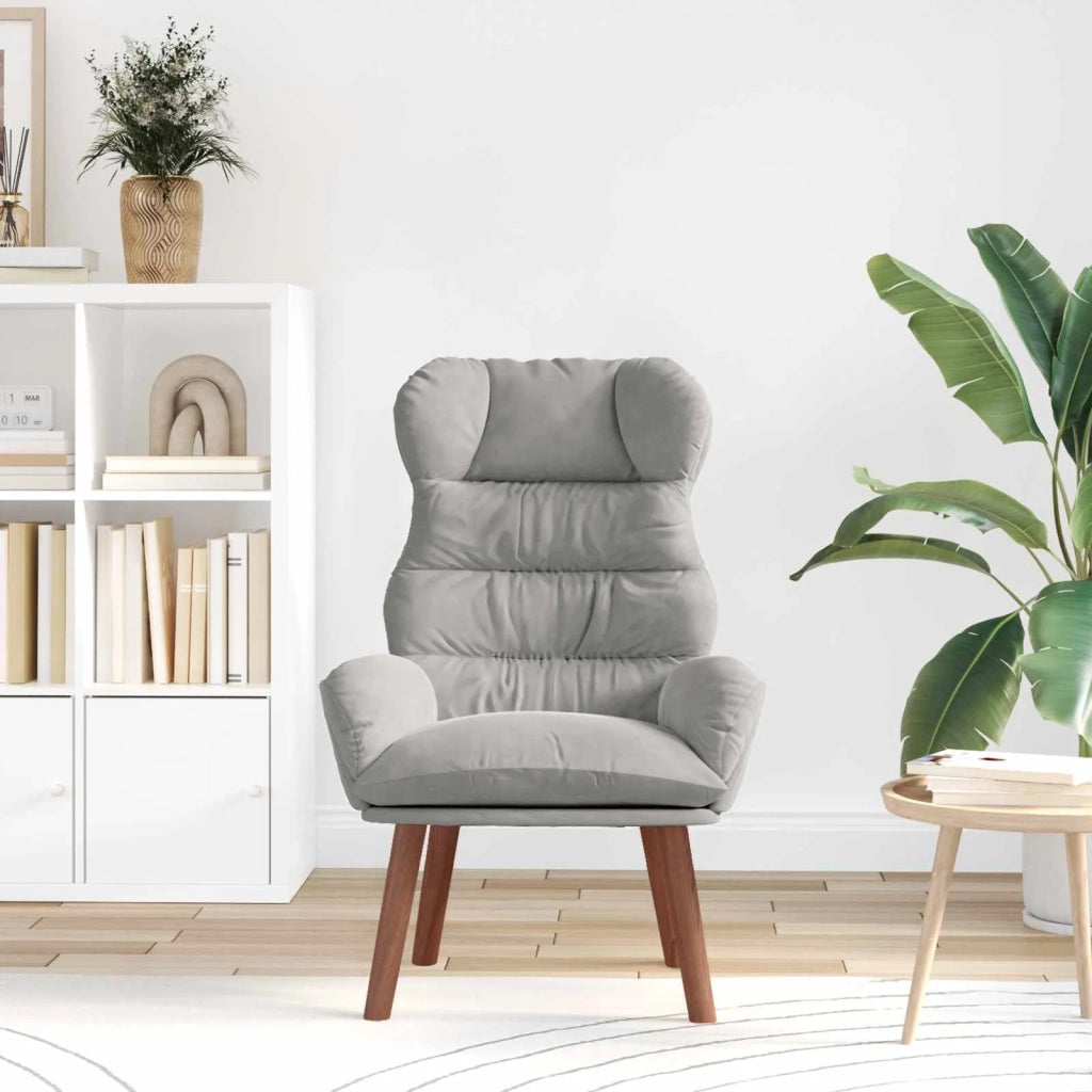 Poltrona | Sedia Relax Grigio chiaro 69 x 74 x 93 cm Velluto