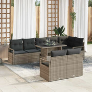 Set Divano da Giardino con cuscino 9 pcs Grigio polyrattan