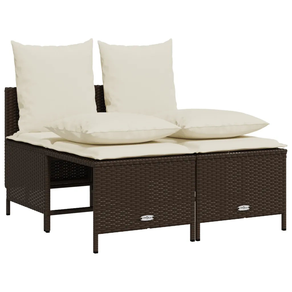 Set Divano da Giardino 4 pz | Set Salotto da Giardino con Cuscini Marrone in Polyrattan