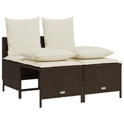 Set Divano da Giardino 4 pz | Set Salotto da Giardino con Cuscini Marrone in Polyrattan