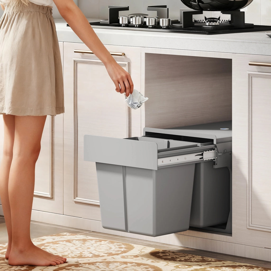 Pattumiera Estraibile Sottolavello ¨C Xylo ¨C 2 Contenitori 30L Grigio Chiaro