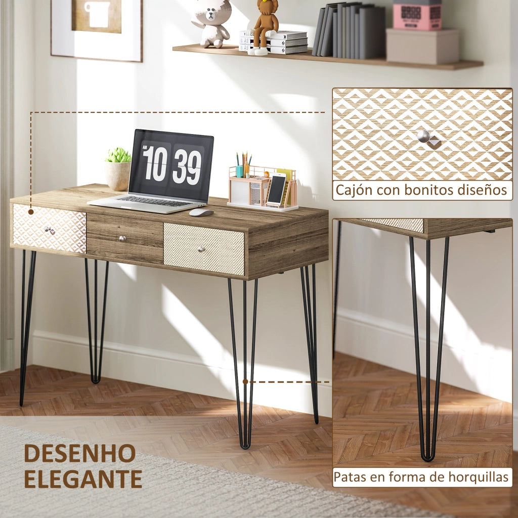 Scrivania con cassetti e gambe forcella ¨C Minimal ¨C 105x50x75 cm Legno