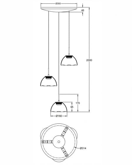 Lampada a Sospensione Lucille Ø350mm Cognac, LED 21W CCT 2700K/3000K/4000K, Dimmerabile, Struttura in Metallo e Vetro Borosilicato - Lucille