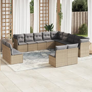 Set Divano da Giardino 13 pz con Cuscini Beige in Polyrattan 3218489