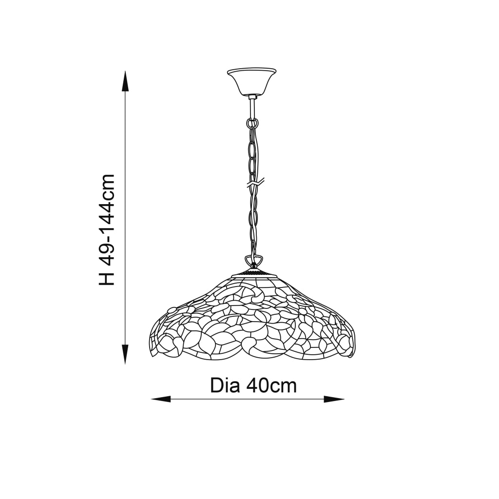 Lampada a sospensione Tiffany floreale E27 60W Sullivan