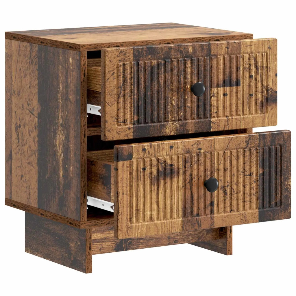 Set di 2 Comodini | Armadio da Notte | Mobiletto da notte Legno antico 43 x 34,5 x 47,5 cm