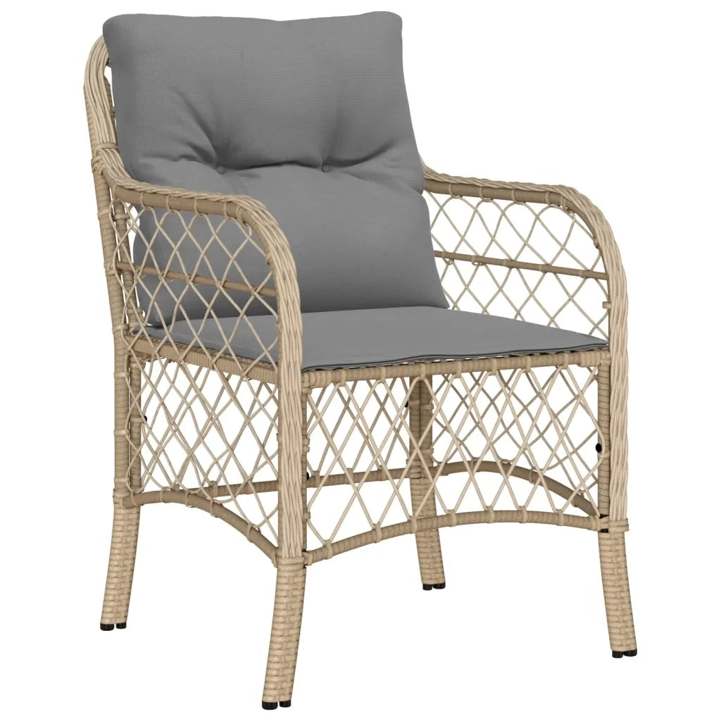 Set Pranzo da Giardino 5 pz con Cuscini Beige Misto Polyrattan