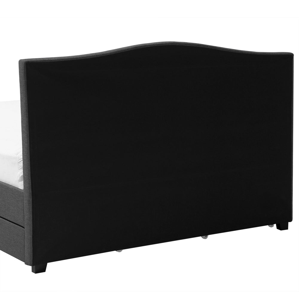 Struttura del letto Cassetto imbottito in poliestere grigio 160 x 200 cm Design tradizionale