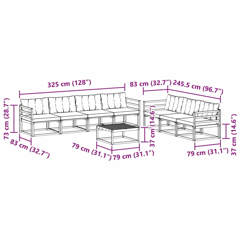 Set di divani da esterno 8 pcs Bianco e nero 3388482
