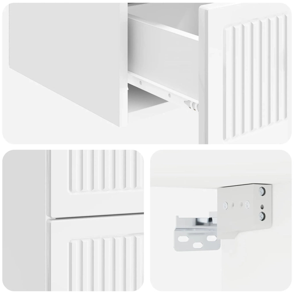Mobiletto da notte a muro 2 pcs Bianco Lucido 33 x 34,5 x 40 cm 897964
