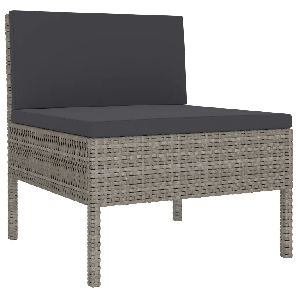Set Divani da Giardino 3 pz con Cuscini in Polyrattan Grigio 310204