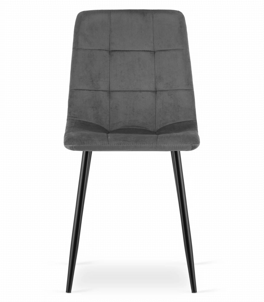 Sedia Valora PYRA in velluto grigio scuro, design moderno x4