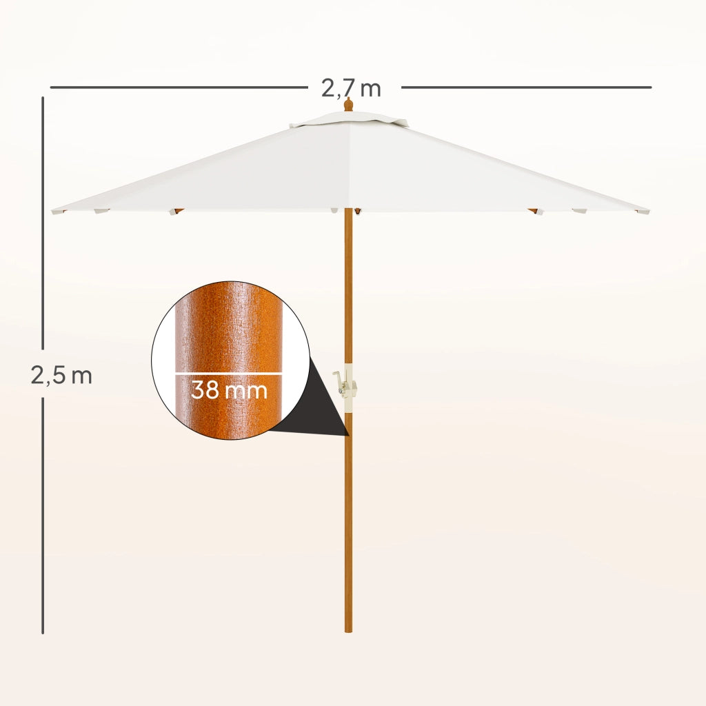 Ombrellone da giardino rotondo ¨C Minimal ¨C beige, legno, ? 2,7 m