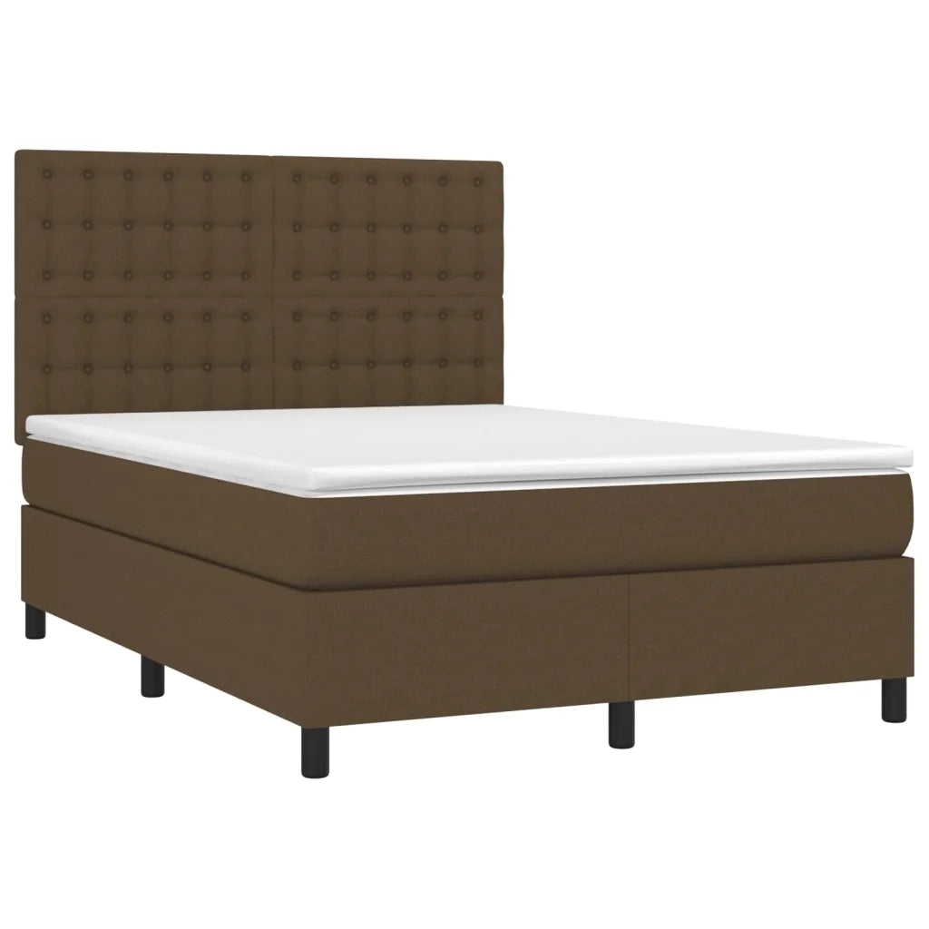 Giroletto a Molle con Materasso Marrone Scuro 140x200cm Tessuto 3142100