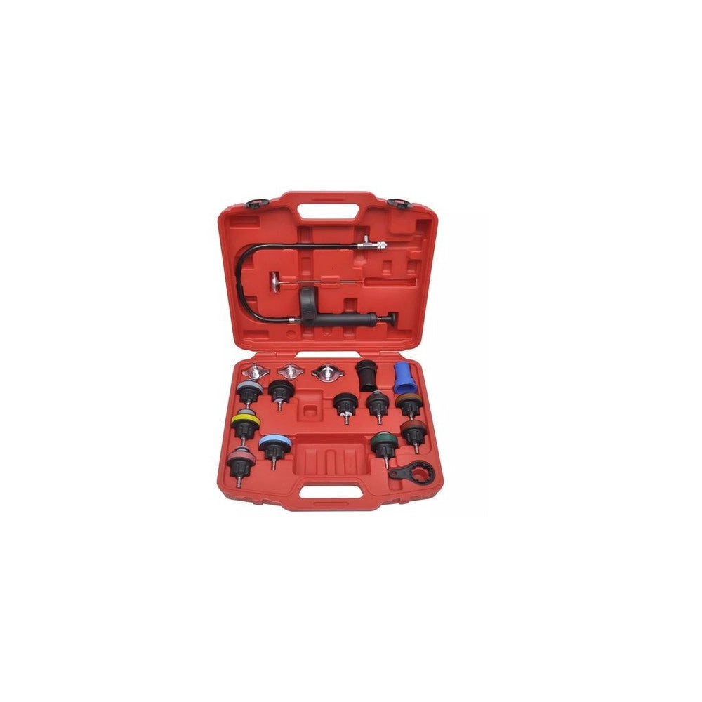 Trade Shop - Kit Tester Di Pressione Prova Radiatore Test Professionale Universale 18 Pezzi -