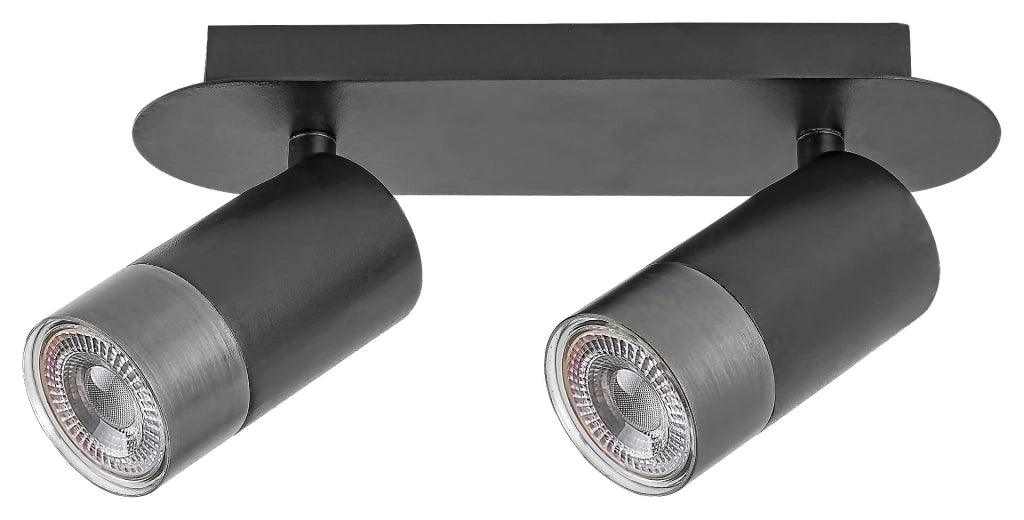 Lampada parete-soffitto moderna 2xGU10 nero Zircon Rabalux