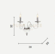 APPLIQUE DEBUSSY 2 LUCI BIANCO SATINATO CROMO ATTACCO E14 L.38CM