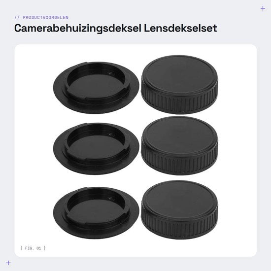 Kit di copertura per obiettivi 3 pezzi - Adatto per Pentax PK - Plastica - Leggero - Duraturo e resistente
