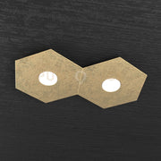 HEXAGON APPLIQUE-PLAFONIERA 2 LUCI FOGLIA ORO 1142-2L-FO