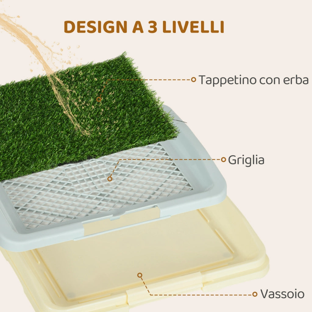 Lettiera per Cani 3 Strati con Prato Sintetico ¨C Xylo ¨C 46.5x34x5cm