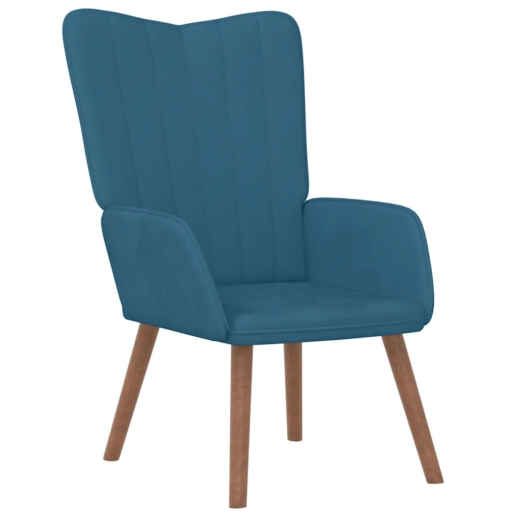 Poltrona Relax con Poggiapiedi Blu in Velluto 327676