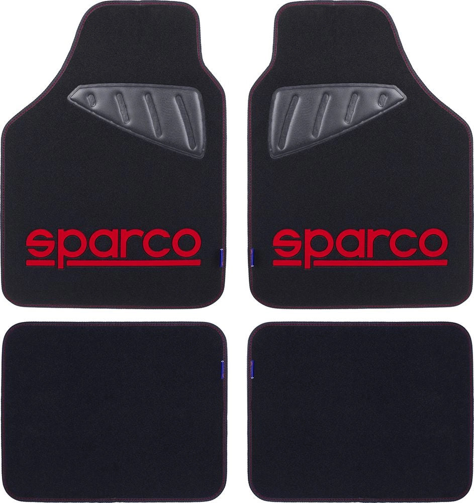 Set  SPC19 completo tappetini universali auto moquette nero/rosso poliestere