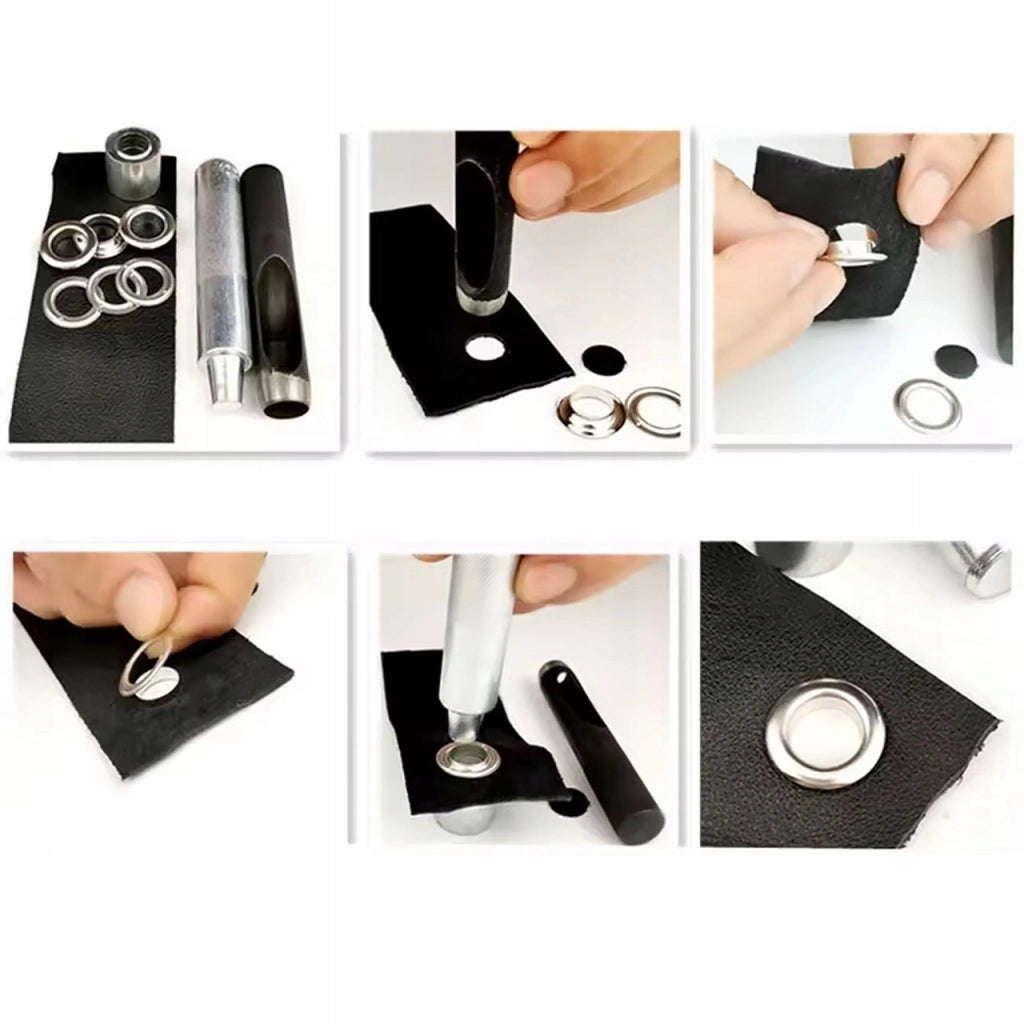 Set Occhielli Metallo 12mm ProKit – 100 Pezzi con Punzonatrice e Rivettatrice