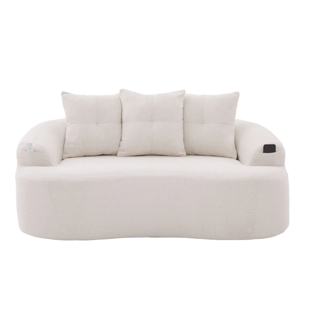 Divano lineare 2 posti - con cuscini extra spessi e seduta profonda - in chenille beige