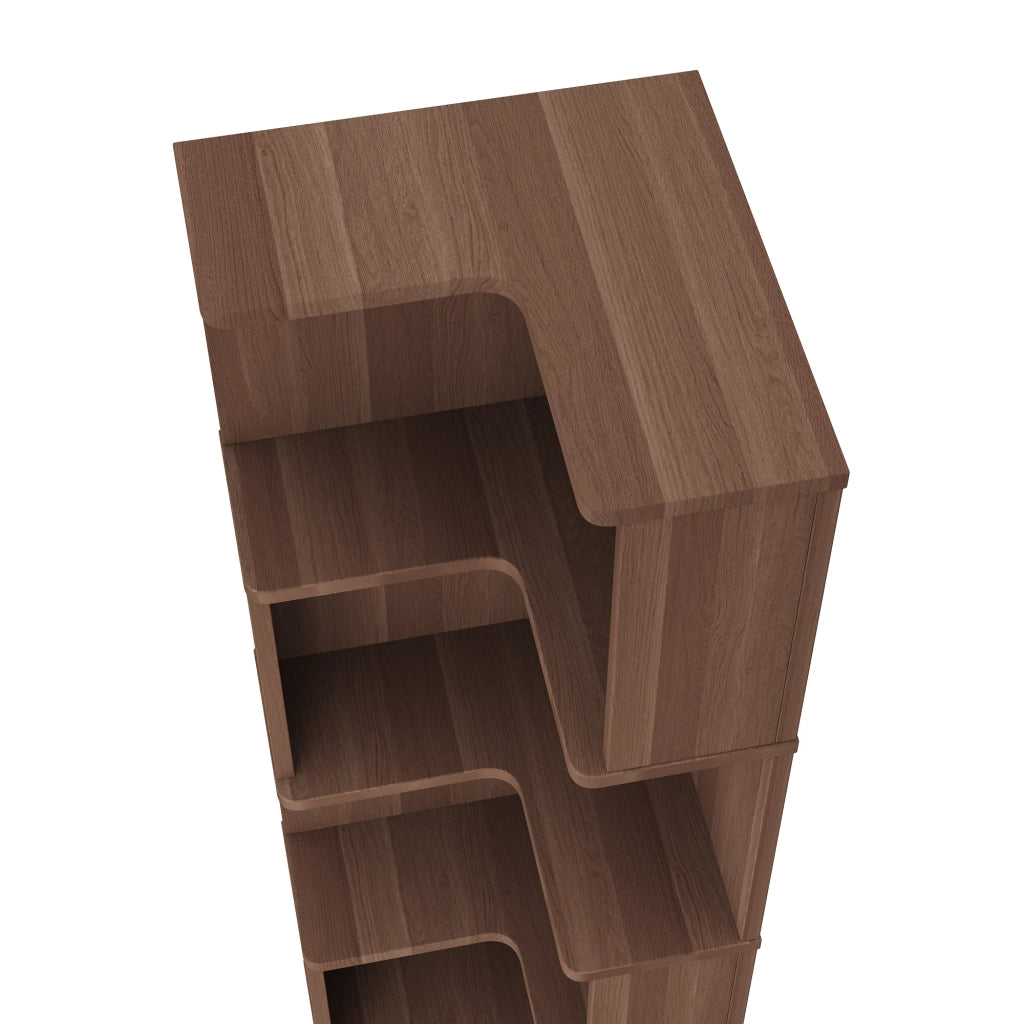 Libreria angolare con 5 ripiani e strisce LED controllate da app in MDF marrone 63,5 × 45 × 175 cm