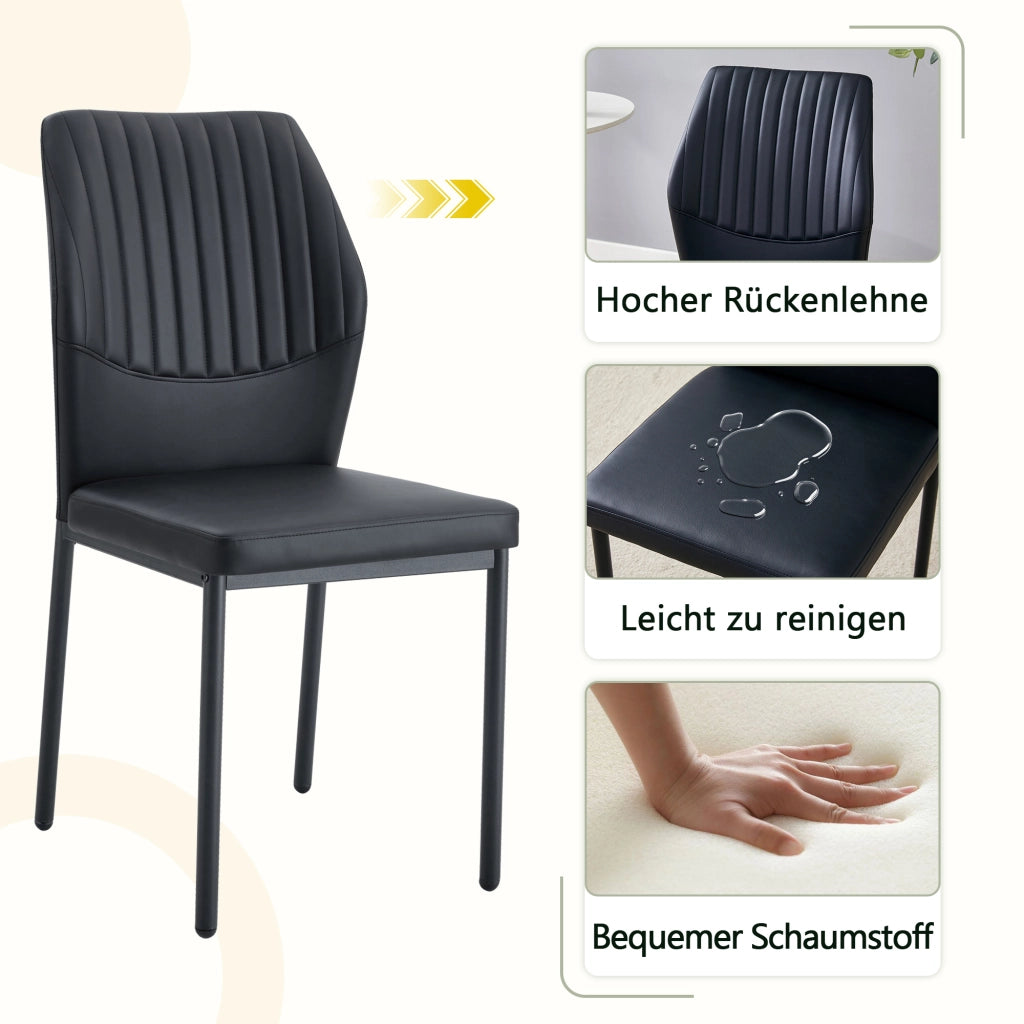 SEDIA da pranzo Set da 4 pezzi 93 cm Nero PU e metallo