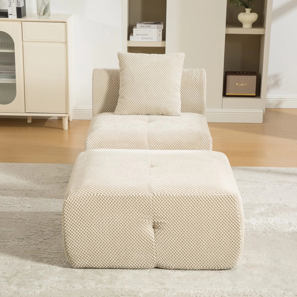Divano Modulare in Tessuto Chenille ¨C MINIMAL ¨C Khaki Chiaro, Morbido, Antiscivolo