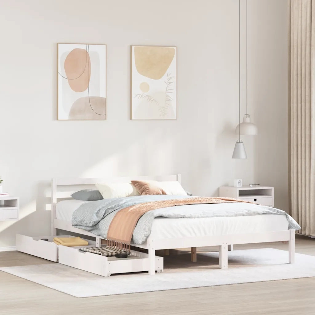 Letto senza Materasso-Struttura Letto Bianco 120x190 cm Legno Massello di Pino 336329