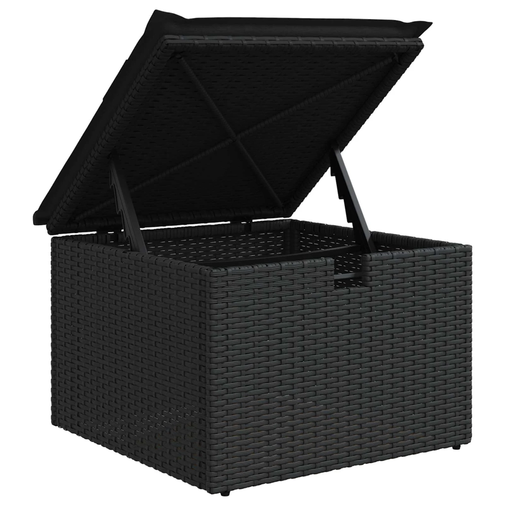 Set Divano da Giardino con cuscino 9 pcs Nero polyrattan