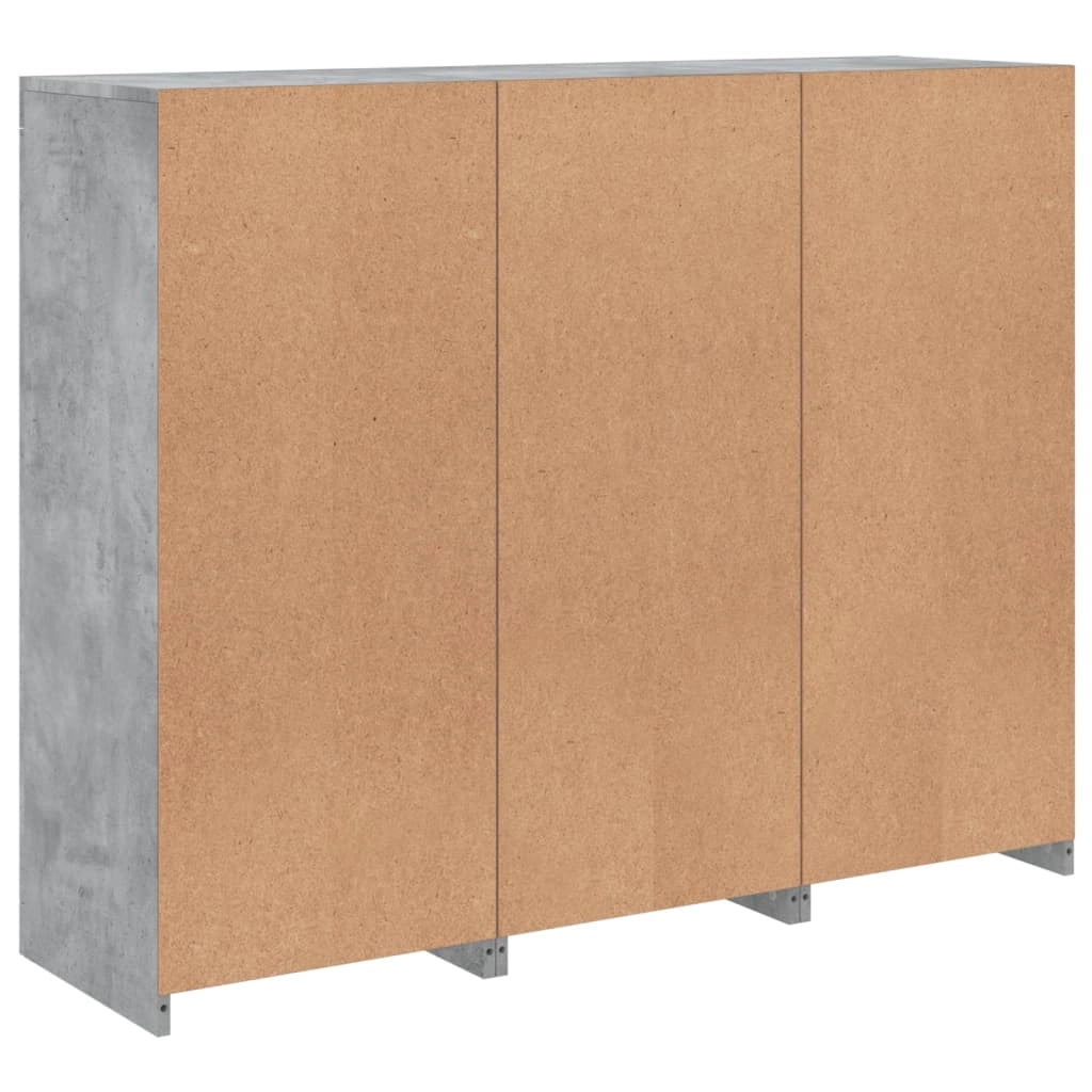 Buffet credenza cassettiera armadio mobile contenitore organizer per cucina soggiorno salotto con luci LED 3 pezzi legno ingegnerizzato grigio 02_0037223