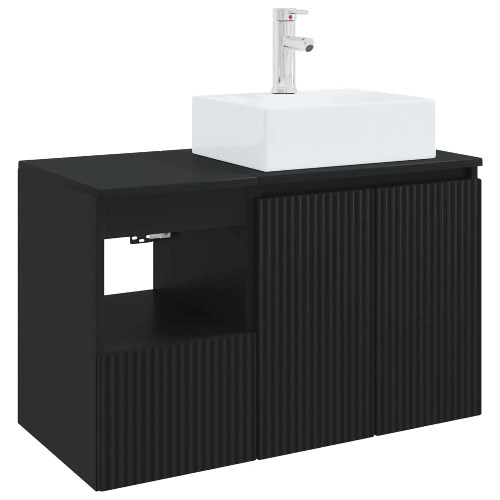 Set di mobili per il bagno 2 pz Nero Legno ingegnerizzato 3404055