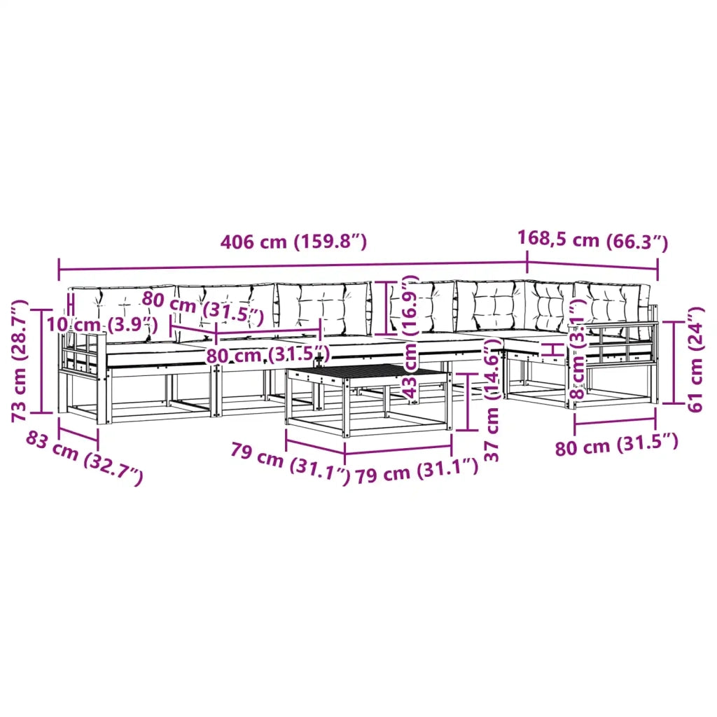 Set di divani da esterno 7 pz Bianco e Antracite Poliestere 3386561