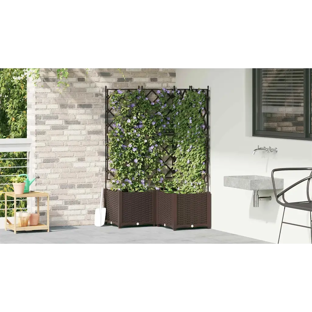 Vaso da giardino 3 pcs Marrone 80 x 80 x 143 cm Plastica 42002818