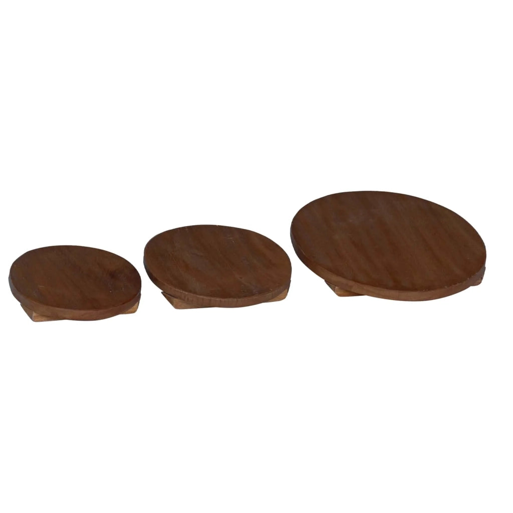 Sgabello per Piante 3 pcs Marrone Legno di Mogano
