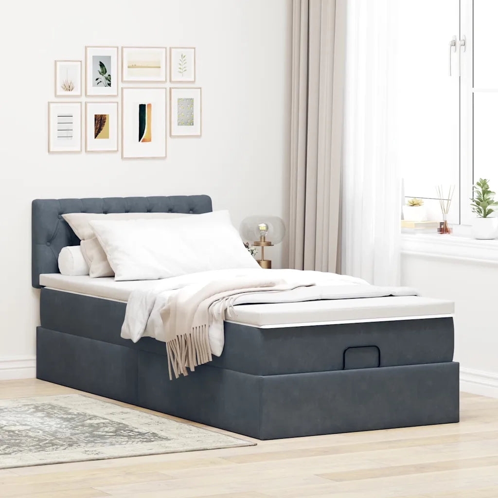 Struttura Letto Pouf con Materasso 90x190 cm in Velluto 3312663