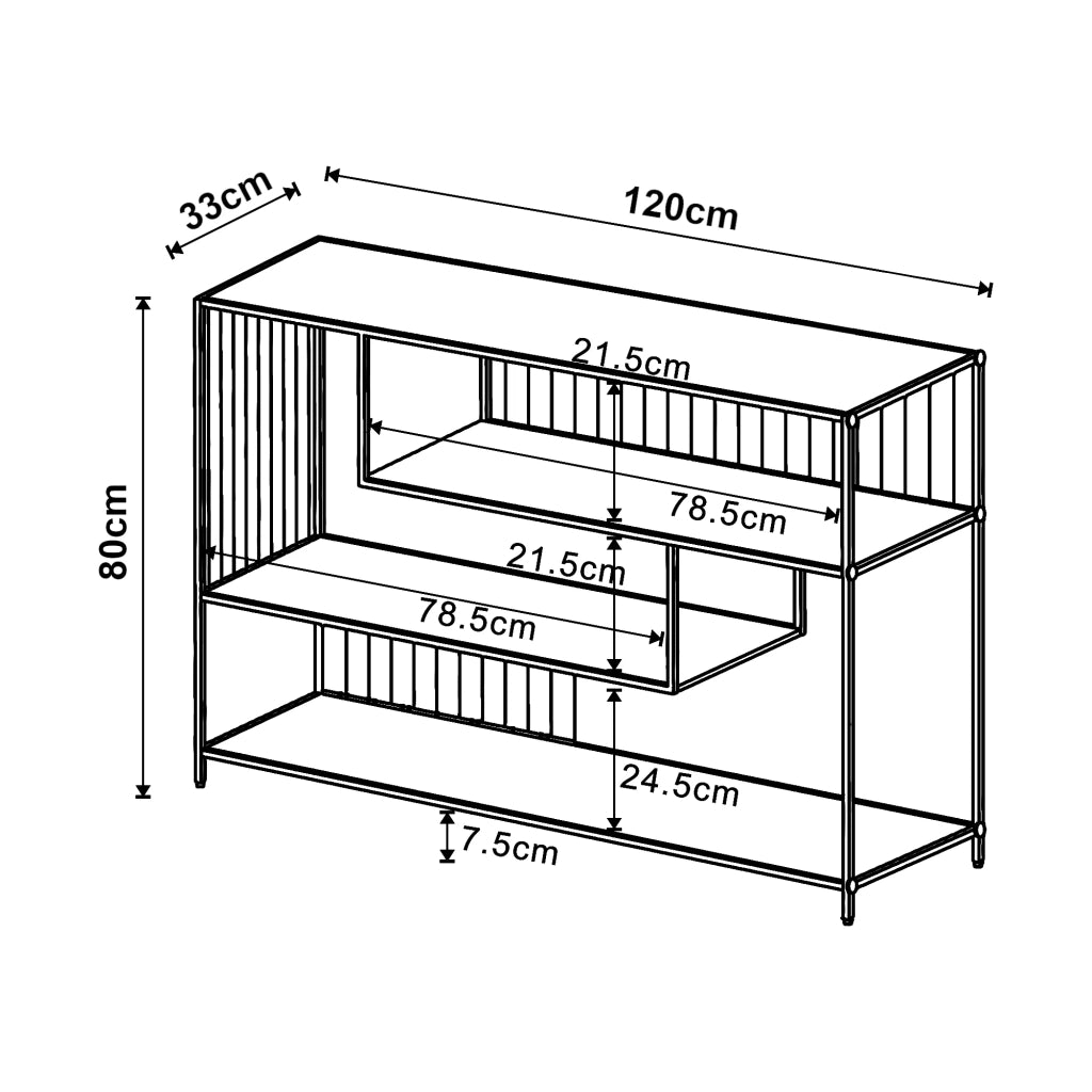 Tavolo consolle 120 x 33 x 80 cm nero 03_0010883