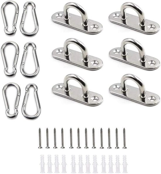 Karabina a muro con occhiello, piatto di copertura per occhielli per tende da sole/attacco alla parete/attacco al soffitto/attacchi alla parete/attacchi al soffitto - Acciaio inossidabile