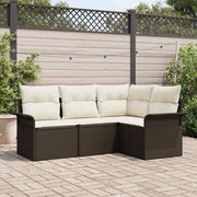 Set Divano da Giardino con cuscino 4 pcs Marrone polyrattan 3345338