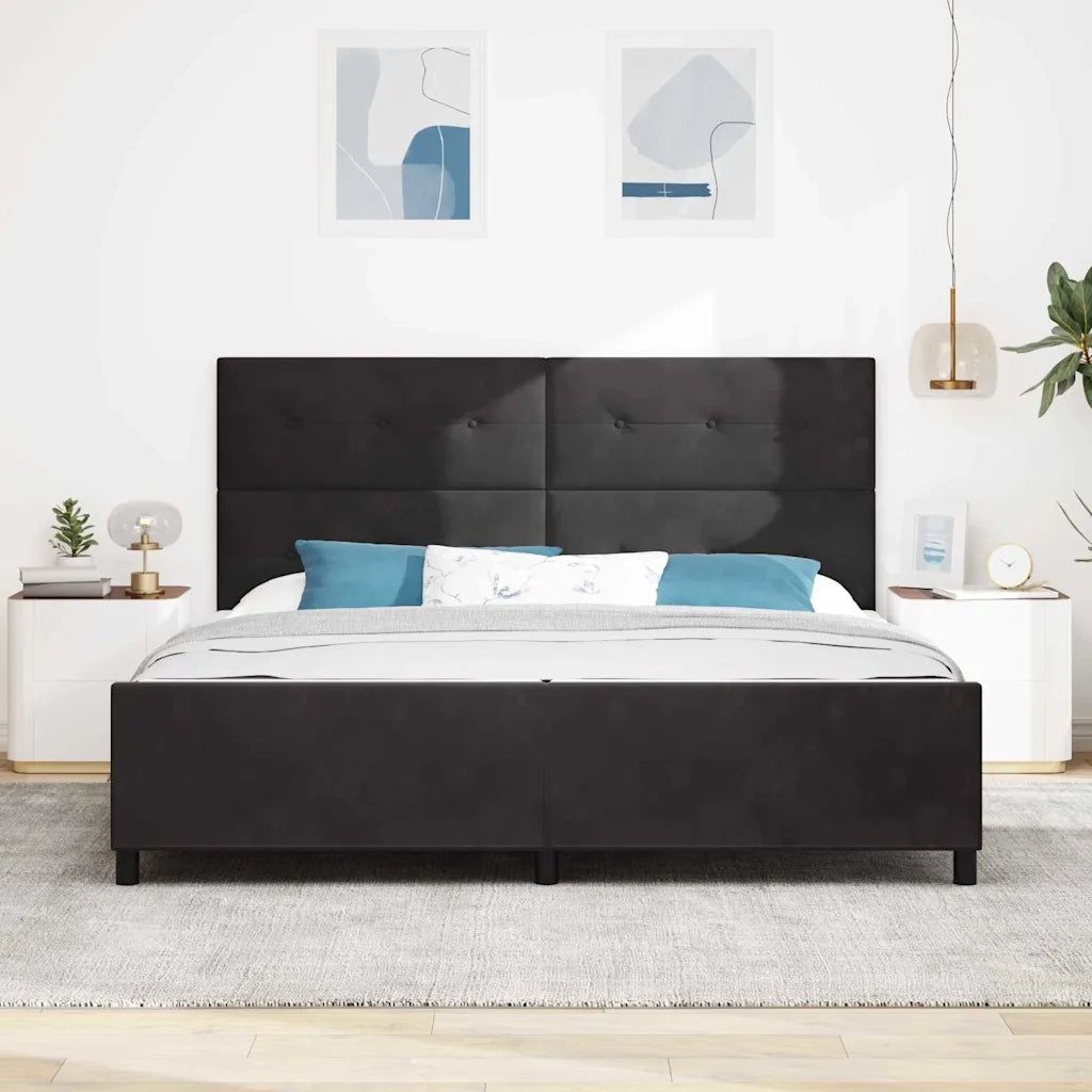 Letto a molle con testiera Nero 200 x 200 cm Velluto 3344965